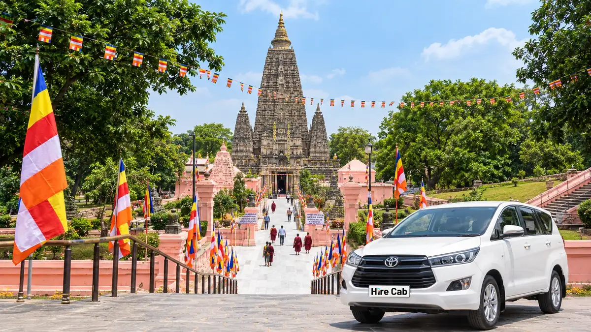 HireCab Innova Crysta near the Mahabodhi Temple, Bodh Gaya on a Varanasi to Bodh Gaya cab