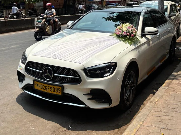 Mercedes E Class luxury car rental in Mumbai with driver for wedding
